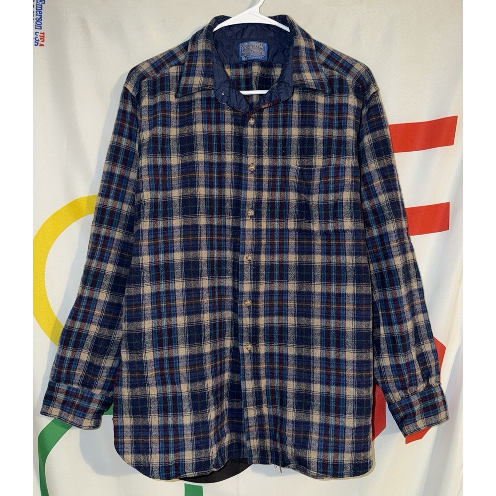 Pendleton Wool Button Up Board Shirt Mens XL Plaid Long Sleeve